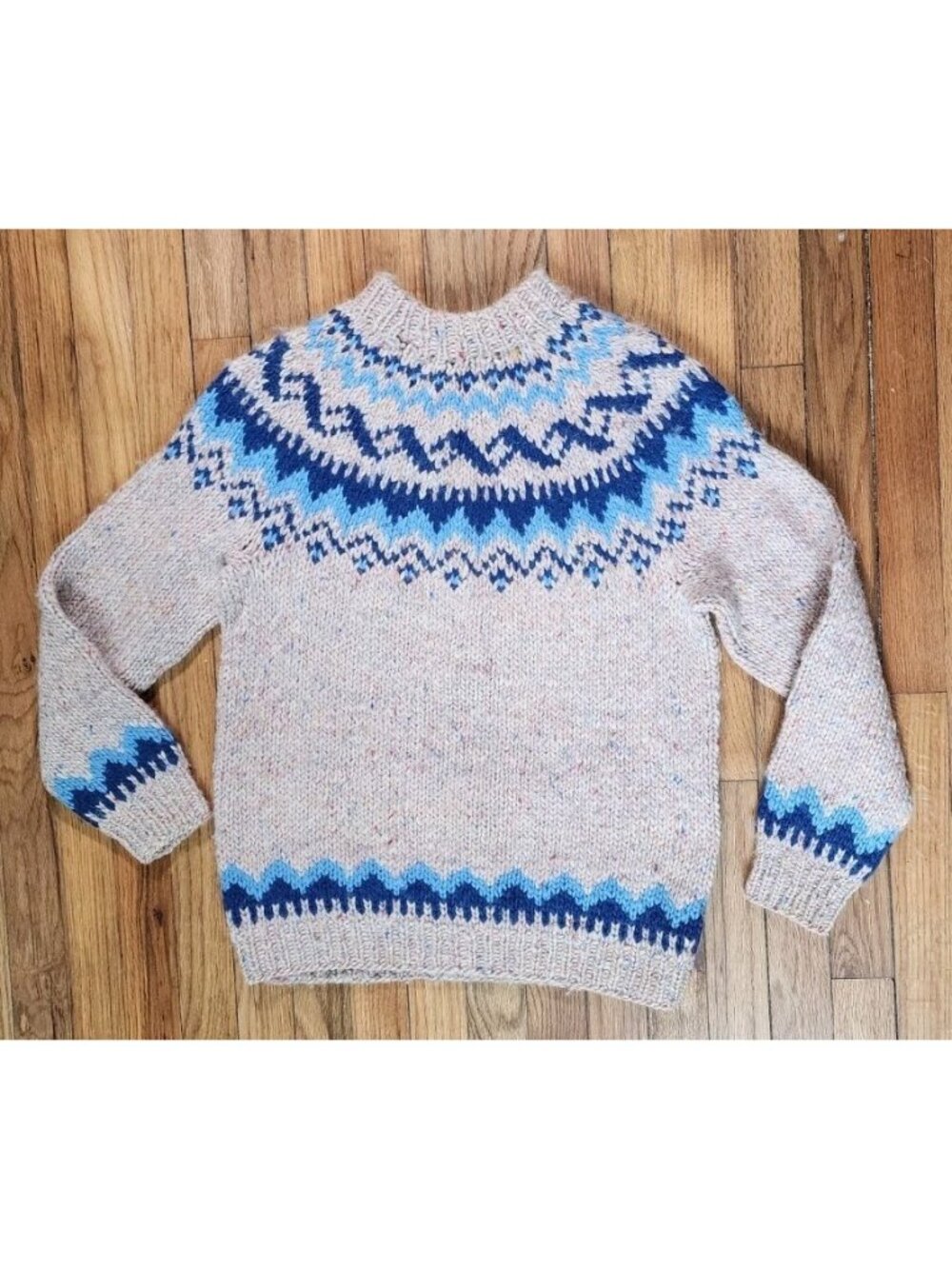 Alafoss Icewool Sweater Womens M  Vintage Hand Knit Icelandic Wool Fair Isle